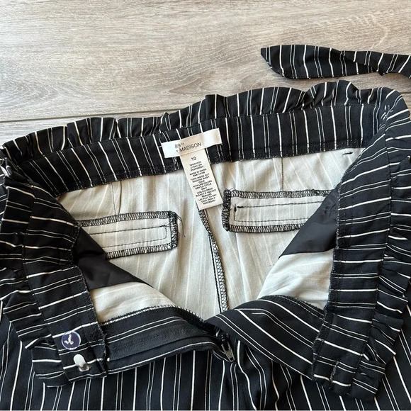 89th Madison Pinstriped  Stretch Paperbag Waist Pants - Picture 7 of 12